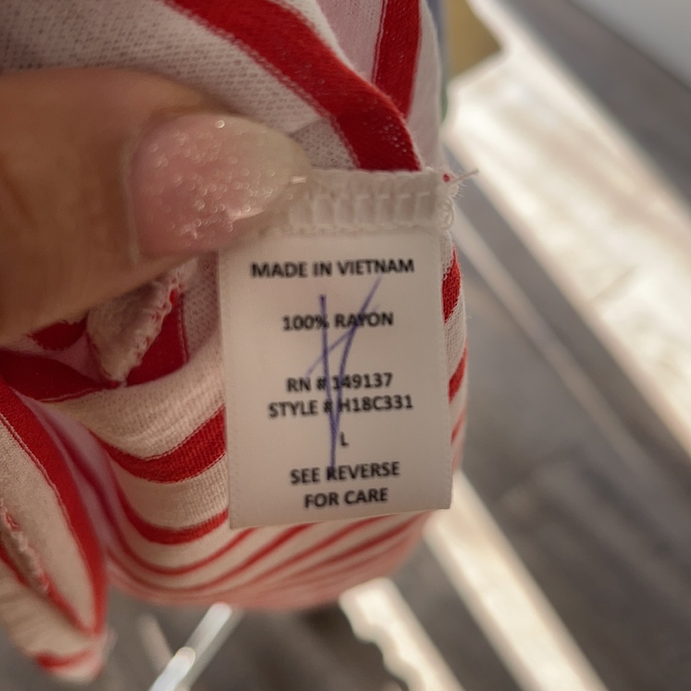 White and Red Striped Tee - Picture 4 of 6